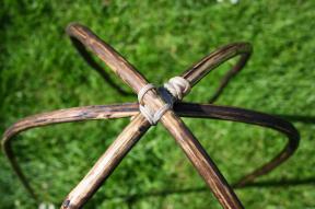 Lashing the three hazel hoops in position